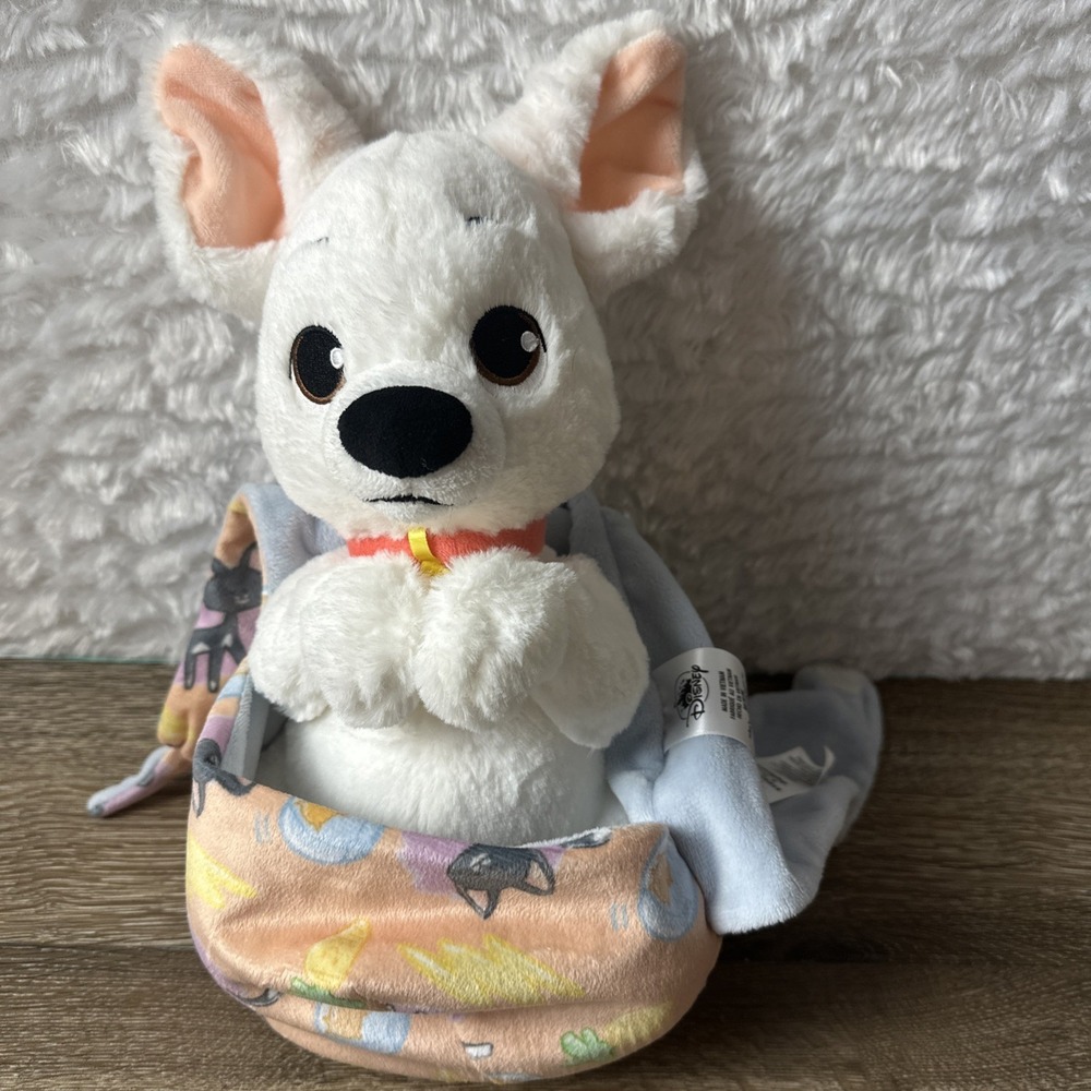 Disney Parks Babies Bolt in a Blanket Pouch Plush Toy Soft Puppy‎ Dog Stuffey